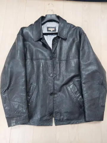 블랙 소가죽 가죽 카 코트