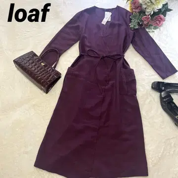 미사용 새상품 loaf 허리 리본 포함 퍼플 셔츠 원피스