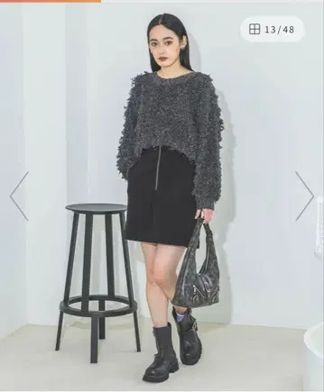 라메컷 자카드 숏 풀오버