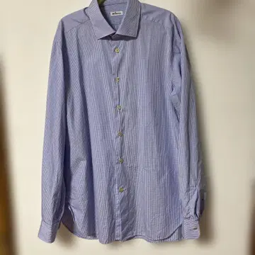 새상품급 Kiton 블루 체크 비즈니스 셔츠