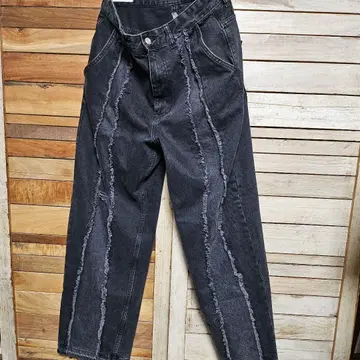 ZARA 프린지 데미지 가공 배기 데님 팬츠 남성용 블랙 31