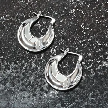 실버 범피 실버 뱀피 서클 귀찌 후프 귀걸이