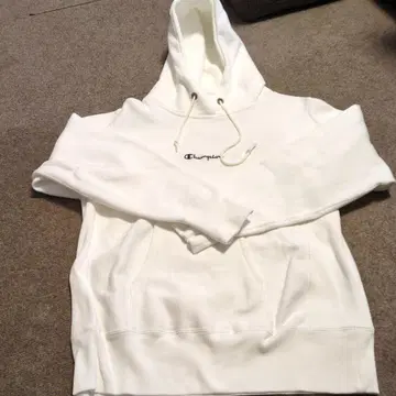 Champion 화이트 후드티 후드 부착