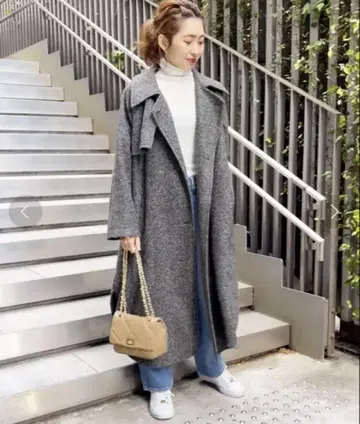 Spick & Span W 슬라이버 헤링본 볼륨 코트 38