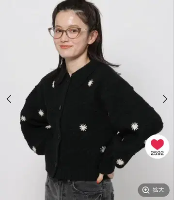 플라워 자수 라크릴 가디건 택 포함 미사용 새상품