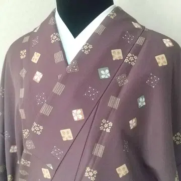워셔블 기모노 프레타 보라색 코몬 꽃무늬 멋내기용 기모노