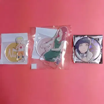 NARUTO 아크릴 스탠드 우즈마키 나루토 쿠시나, 캔뱃지 히나타 휴우가