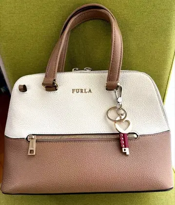 FURLA 2way 백 가죽 브라운 바이컬러 참 포함