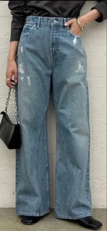 LOUNGEDRESS ai no de 박 와이드 플레어 데님 팬츠