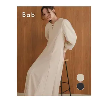 Bab 플레어 라인 긴팔 오간자 원피스