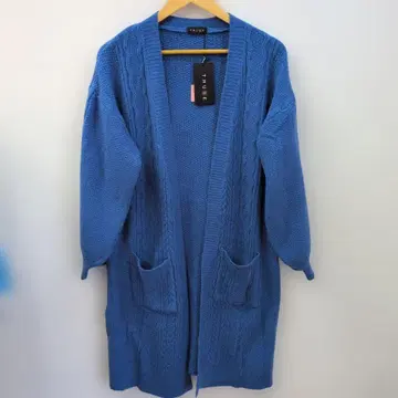 택 포함 새상품 TRUE 롱 가디건 블루 M~L 대응