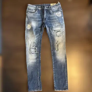 ZARA 데미지 가공 라이트 블루 데님 슬림 핏