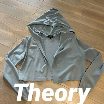 Theory 후드 부착 크롭 가디건 S 라이트 블루