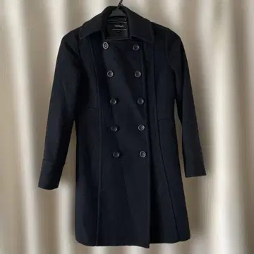 블랙 더블 브레스트 코트 M