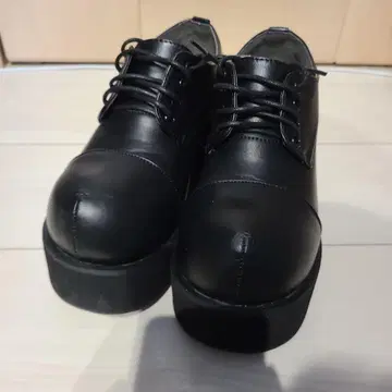 블랙 통굽 플랫폼 신발 레이스업