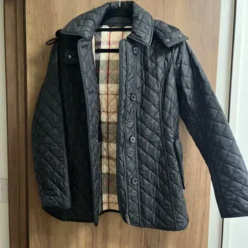 MACKINTOSH 블랙 퀼팅 자켓 체크 안감