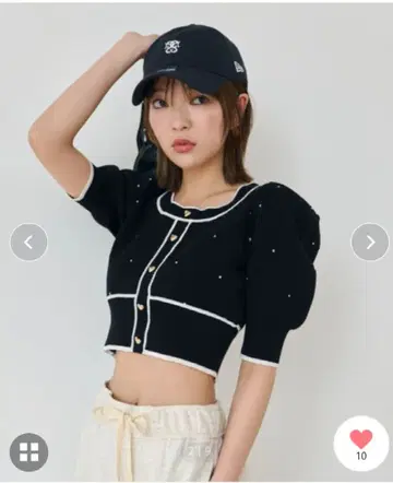 snidel 퍼프 슬리브 크롭 가디건
