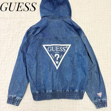 GUESS 게스 데님 블루종 백 프린트 후드 자켓
