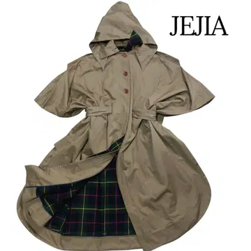 JEJIA 2way 안감 체크 벨트 에폴렛 부착 판초 이태리제