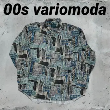 00s variomoda 빈티지 실크 긴팔 셔츠 올 패턴 XL 사이즈