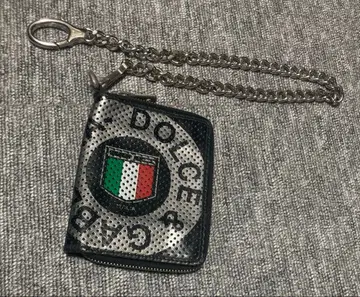 돌체앤가바나 체인 지갑 펀칭 가죽 천연 가죽