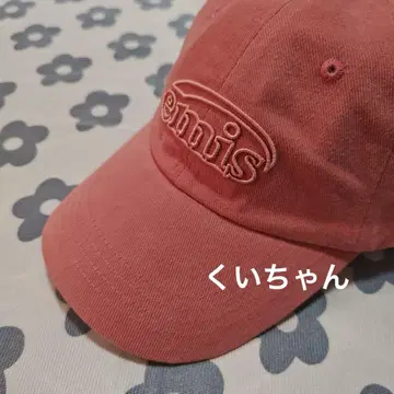 emis 핑크 자수 로고 야구 모자