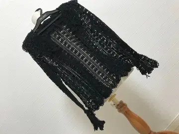 원더풀 월드 크로셰 끈 리본 가디건 블랙