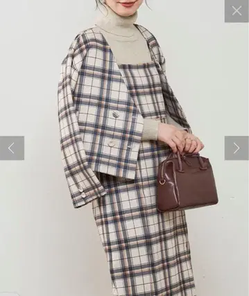 모크로디 숏 자켓 체크 무늬