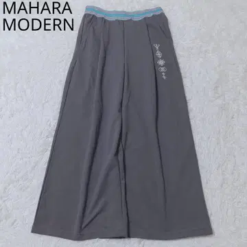 마하라 모던 세미 와이드 팬츠 스트레치 심플 오피스 그레이 LL