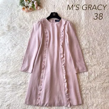 새상품급 M'S GRACY 프릴 울 원피스 긴팔 핑크 38