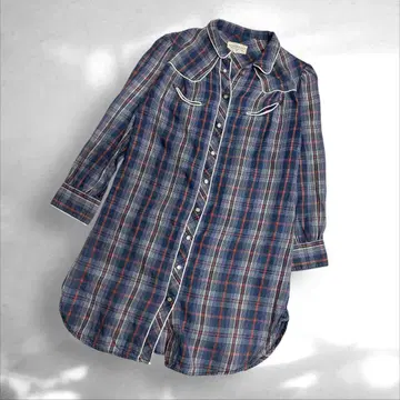 랄프 로렌 데님 서플라이 긴팔 셔츠 롱 기장 체크 무늬 XS ( C3