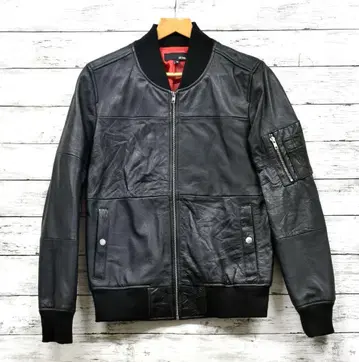 미사용 재생 가죽 자켓 MA-1 남성용 M 사이즈 블랙 슬림