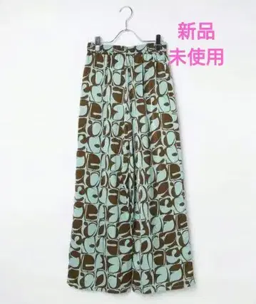새상품 LEPSIM 팬츠 새틴 프린트 팬츠 블루