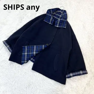 새상품급 SHIPS any 리버 스탠드 카라 판초 숏 코트