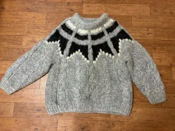 구제 모헤어 니트 스웨터 그레이 여성용 오버 사이즈