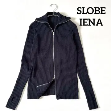 SLOBE IENA ZIP 옷깃 니트 가디건 코튼 2023 네이비