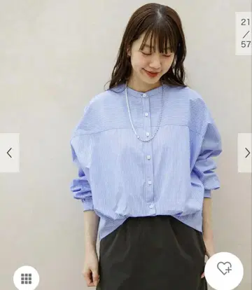 어반 리서치 서니 레이블 프론트 턱 밴드 카라 셔츠