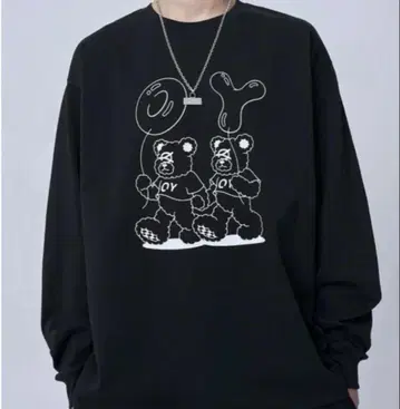 OY 롱T 곰 블랙 긴팔 티셔츠 풍선