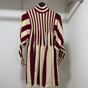 CFCL 니트 원피스 스트라이프 베이지 빨간색 F