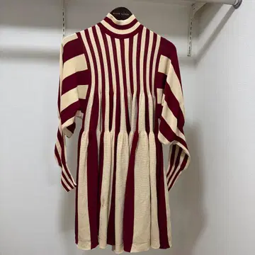 CFCL 니트 원피스 스트라이프 베이지 빨간색 F