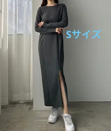 지퍼 슬릿 I 라인 컷 원피스