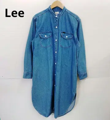 W296 Lee 밴드 카라 데님 셔츠 원피스