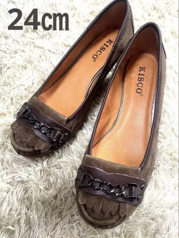 [ 새상품급 ] KISCO 24cm 3cm 힐 스웨이드 로퍼 타카시마야