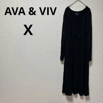1점 AVA & VIV [ X ] 블랙 롱 원피스 긴팔 무지 심플