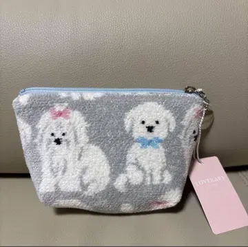 미사용 새상품 복슬복슬 강아지 보트형 파우치 S