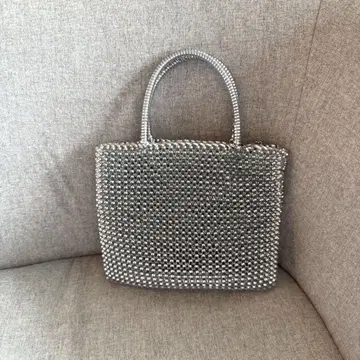 비즈 실버 숄더백