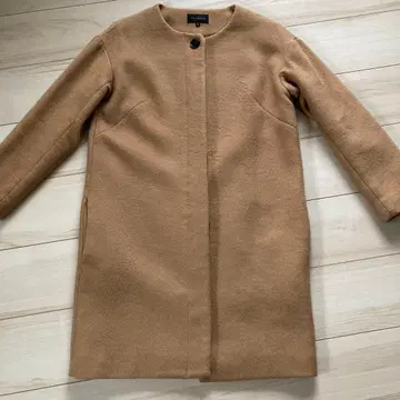 TALBOTS 카멜 컬러 노카라 롱 코트 울