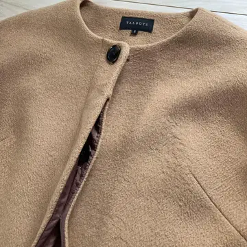 TALBOTS 카멜 컬러 노카라 롱 코트 울
