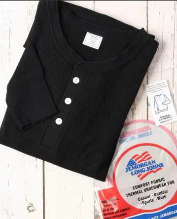 JEMORGAN 와플/플라이스 긴팔 헨리넥 롱T (팩입)