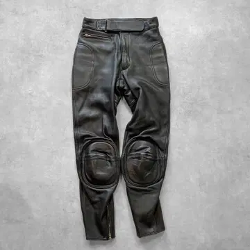 빈티지 천연 가죽 라이딩 팬츠 블랙 M 프로텍션